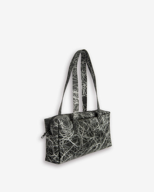 Small Shoulder Bag - silver on black