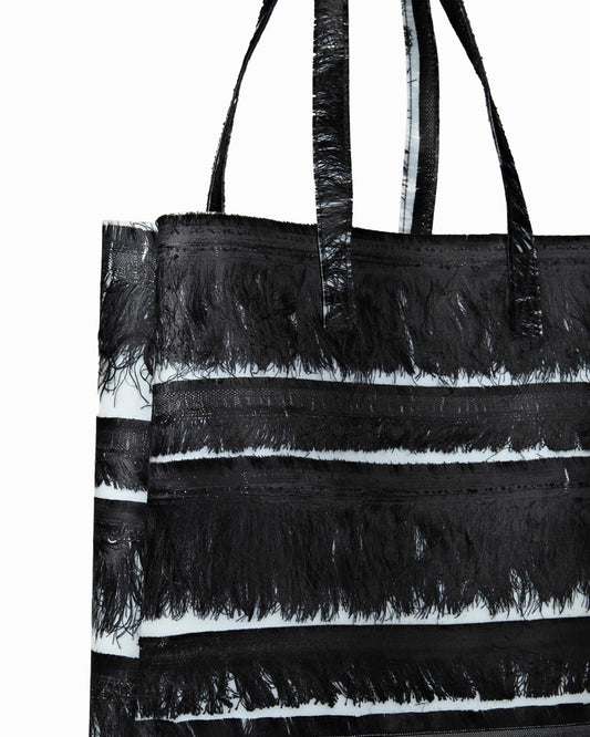 Large Vertical Tote - black fringes