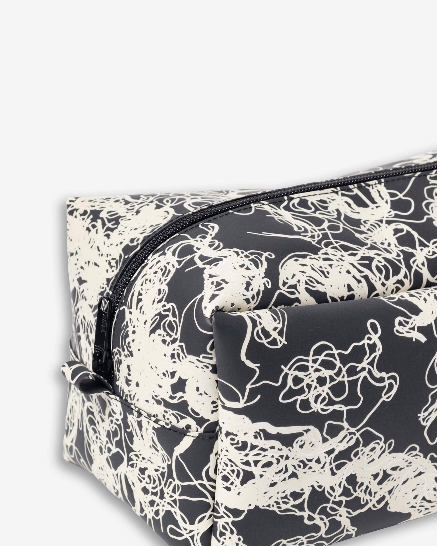 Large Shaving Bag - ivory scribble on black