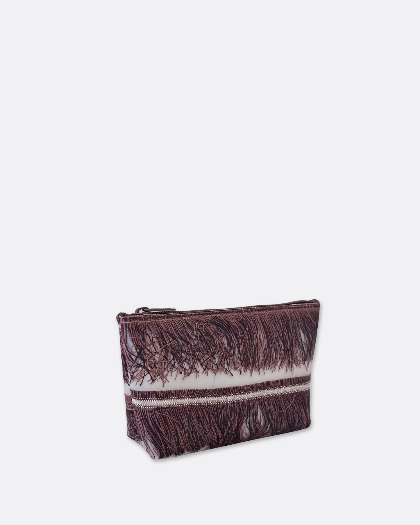 Small Cosmetic Bag - brown fringes