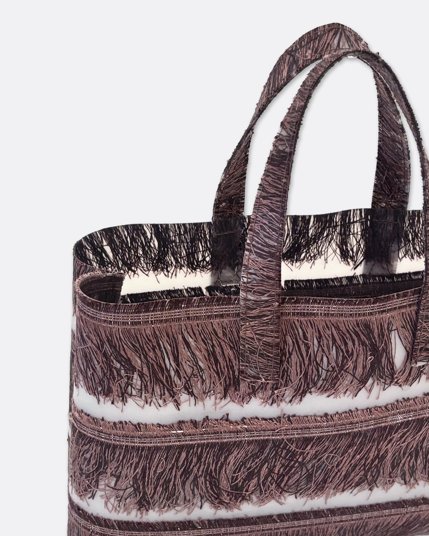 Small Tote Bag - brown fringes