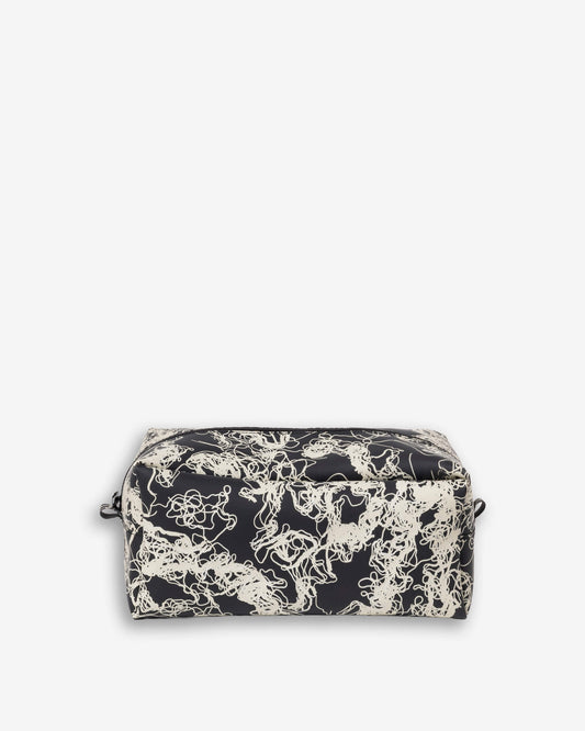 Large Shaving Bag - ivory scribble on black