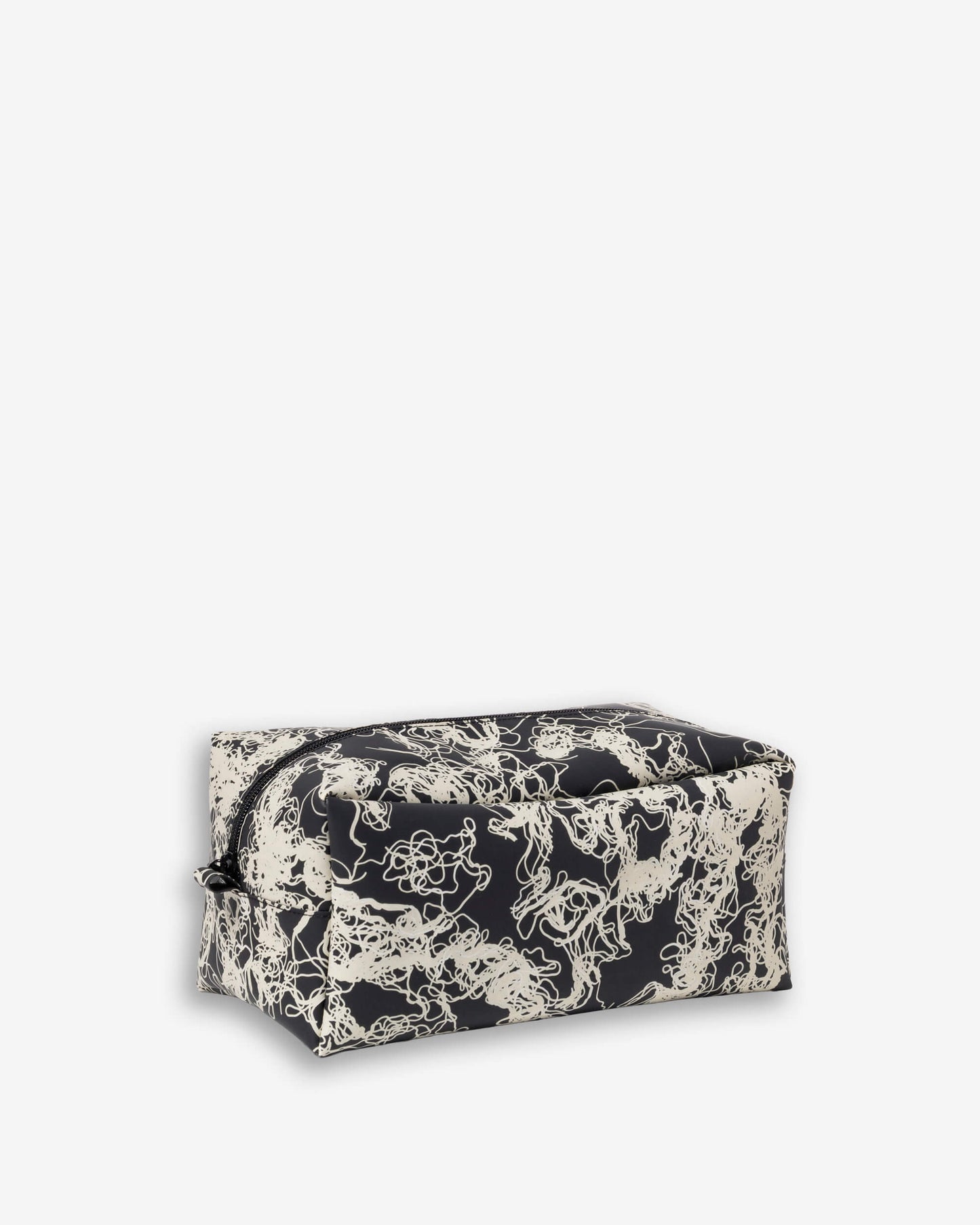 Large Shaving Bag - ivory scribble on black