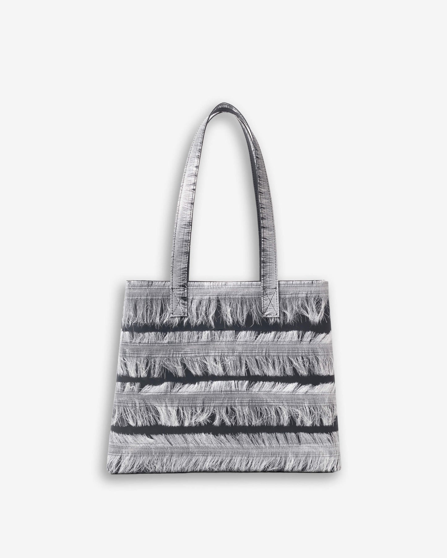 Tote Bag - silver fringes on black